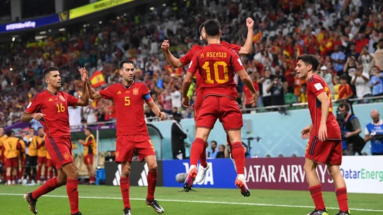 Rodri, Sergio Busquets, Jordi Alba, Marco Asensio y Pedri Rodri, Sergio Busquets, Jordi Alba, Marco Asensio y Pedri