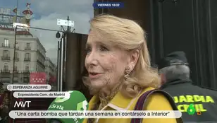 Esperanza Aguirre pone en duda la carta con explosivos enviada a Sánchez: "Un poquito raro, ¿no?"