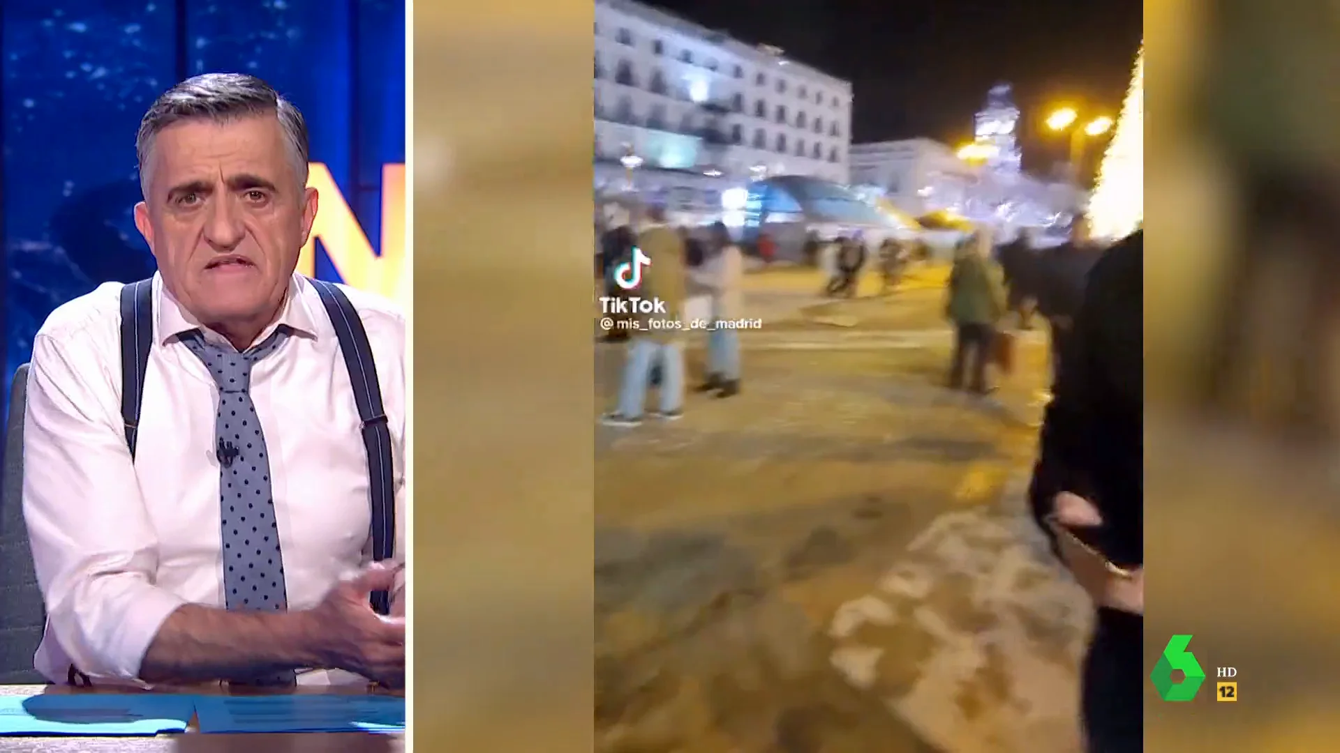 La irónica reacción de Wyoming al ver a la Puerta del Sol convertida en un barrizal