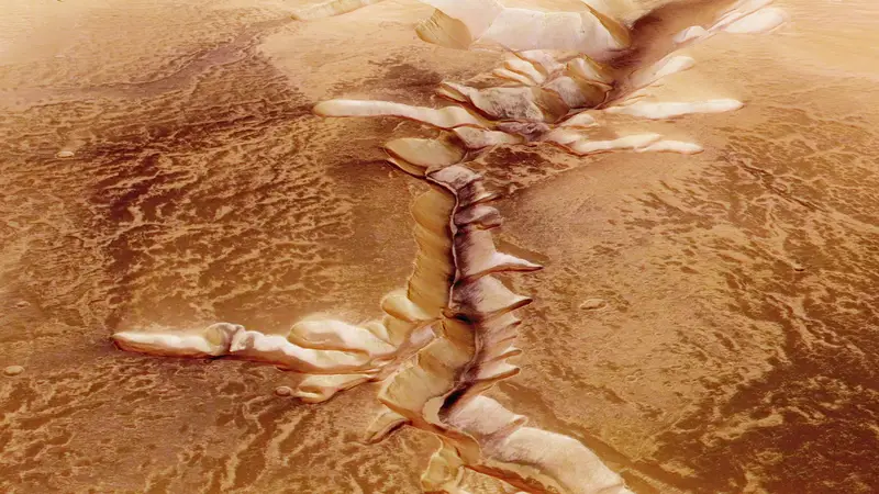 Una foto de la superficie de Marte.