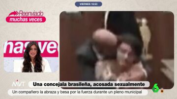 Las imágenes de cómo una concejala brasileña es acosada sexualmente por un compañero 