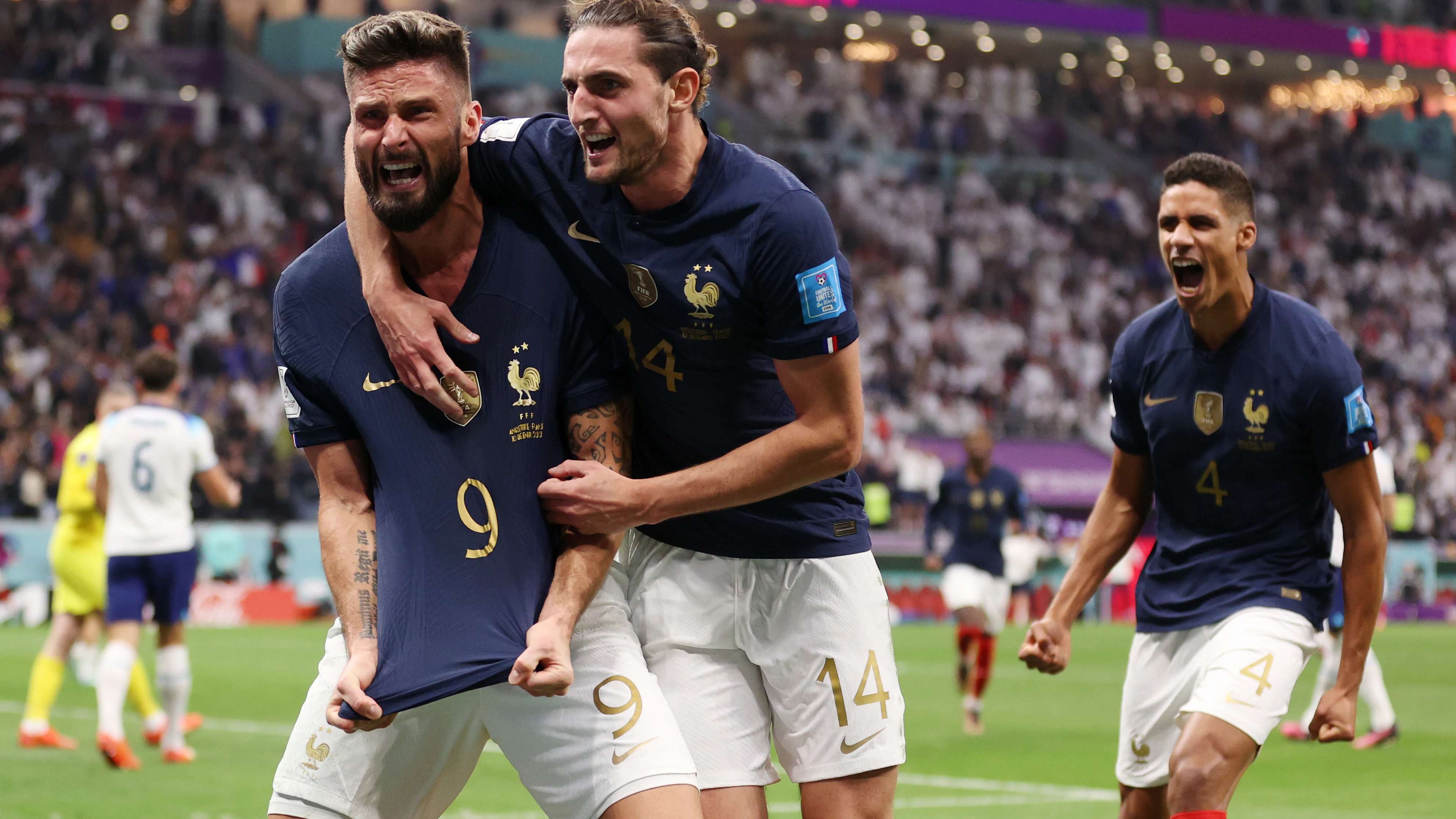 Giroud, Rabiot y Varane