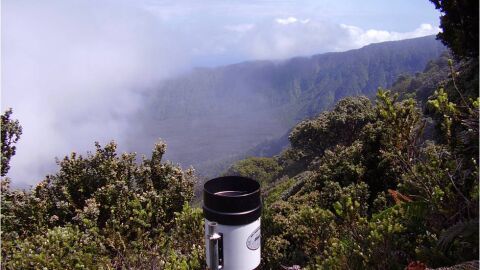 Pluviómetro en Big Bog, Hawaii
