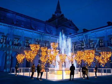 Simulación de la pista de hielo del Monasterio de Uclés en Cuenca Simulación de la pista de hielo del Monasterio de Uclés en Cuenca