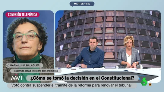 María Luisa Balaguer, magistrada del Constitucional: "En el pleno de ayer falló la visión de Estado" María Luisa Balaguer, magistrada del Constitucional: "En el pleno de ayer falló la visión de Estado"