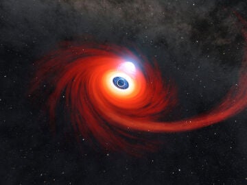 Ilustración de un disco de gas caliente que gira alrededor de un agujero negro