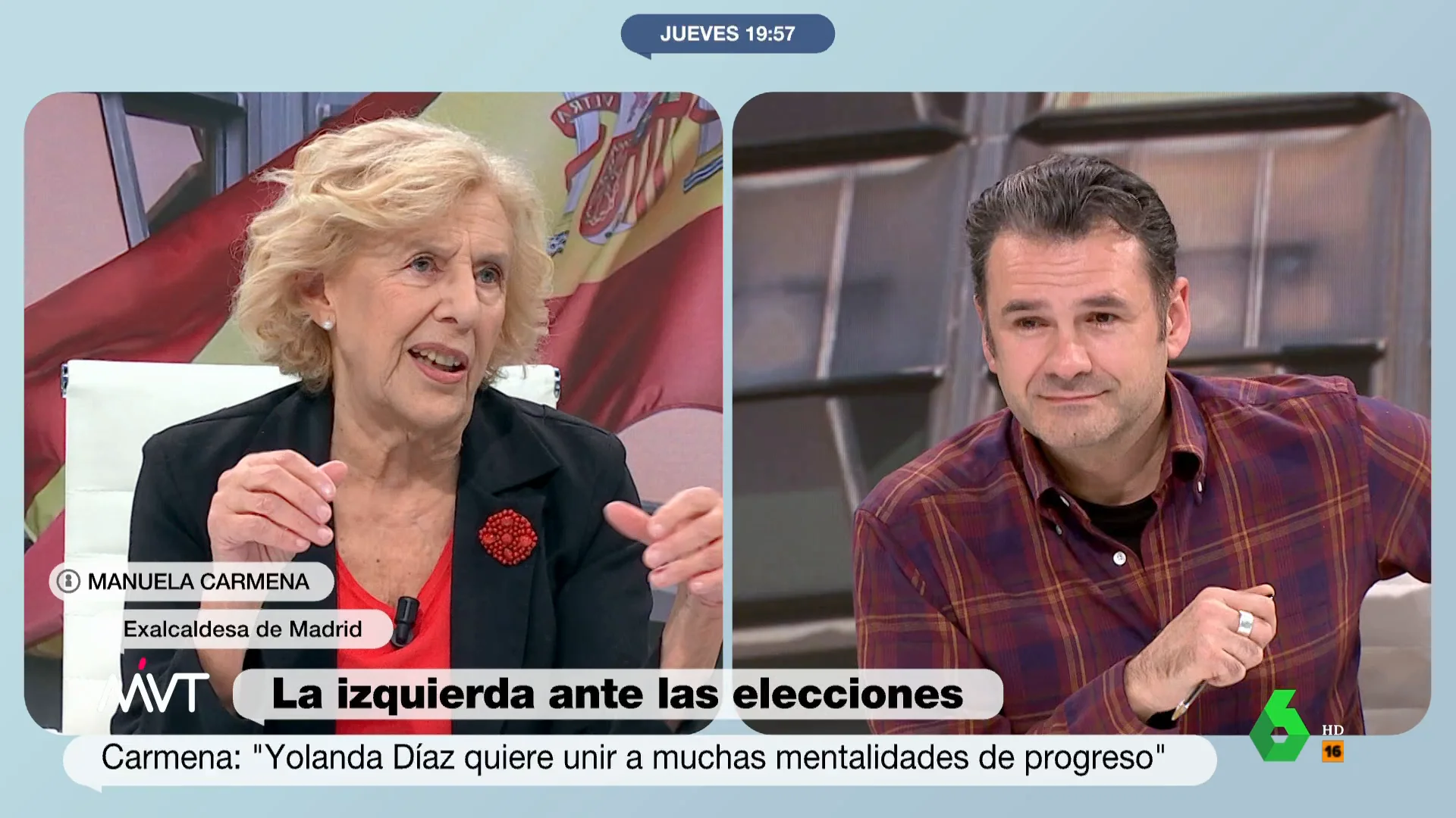 Manuela Carmena desvela en Más Vale Tarde si se plantea una vuelta a la política