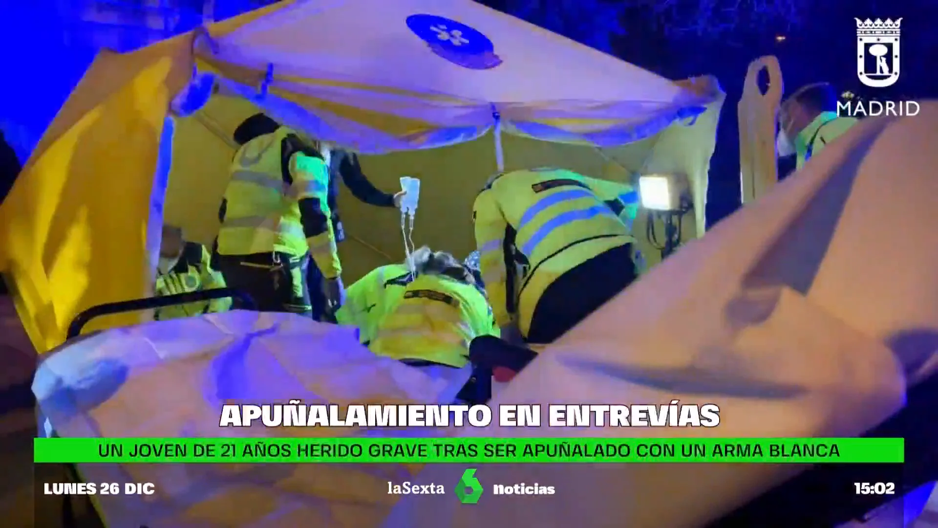 Un joven de 21 años herido grave al ser apuñalado en la espalda en Entrevías, Madrid