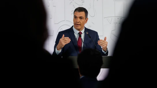 El presidente del Gobierno, Pedro Sánchez, comparece en el Palacio de la Moncloa El presidente del Gobierno, Pedro Sánchez, comparece en el Palacio de la Moncloa
