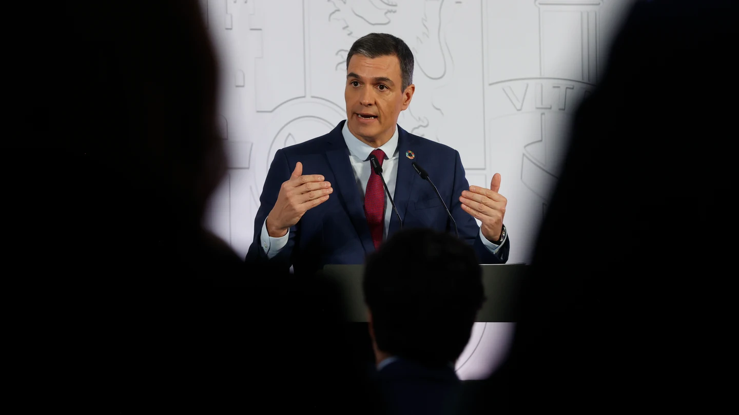 El presidente del Gobierno, Pedro Sánchez, comparece en el Palacio de la Moncloa El presidente del Gobierno, Pedro Sánchez, comparece en el Palacio de la Moncloa