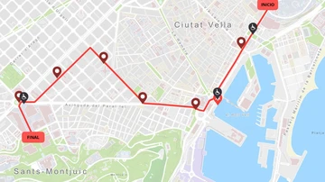 Mapa del recorrido de la cabalgata de Barcelona.