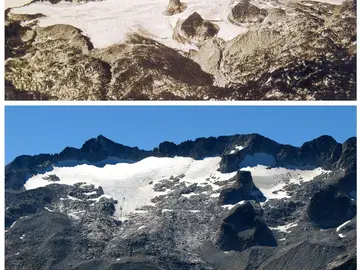 Retroceso del glaciar de La Maladeta, situado en el municipio de Benasque Retroceso del glaciar de La Maladeta, situado en el municipio de Benasque