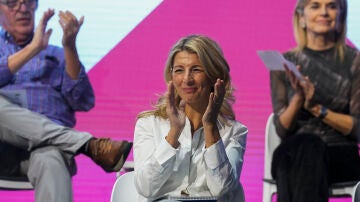 Yolanda Díaz, durante el acto de Sumar