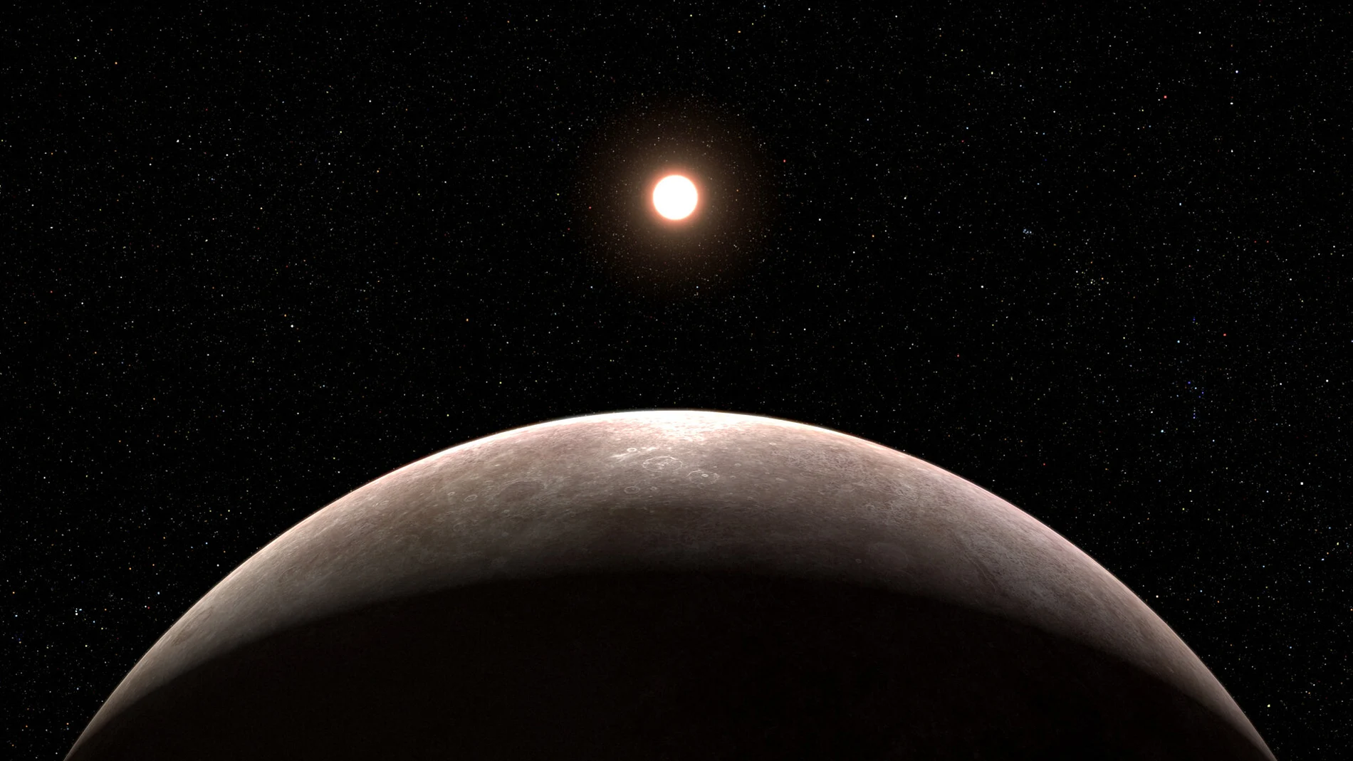 Ilustración del exoplaneta LHS 475 b y su estrella.