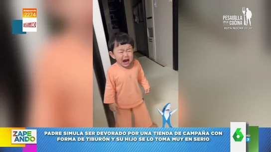Las lágrimas de un niño al ver cómo su padre es devorado por un 'tiburón': "El padre es idiota" Las lágrimas de un niño al ver cómo su padre es devorado por un 'tiburón': "El padre es idiota"