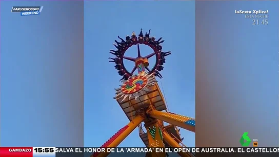 Varias personas se quedan atrapadas en un atracción bocabajo en China Varias personas se quedan atrapadas en un atracción bocabajo en China