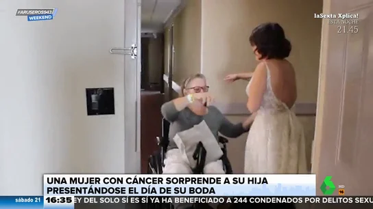 Una mujer con cáncer sorprende a su hija presentándose en su boda Una mujer con cáncer sorprende a su hija presentándose en su boda