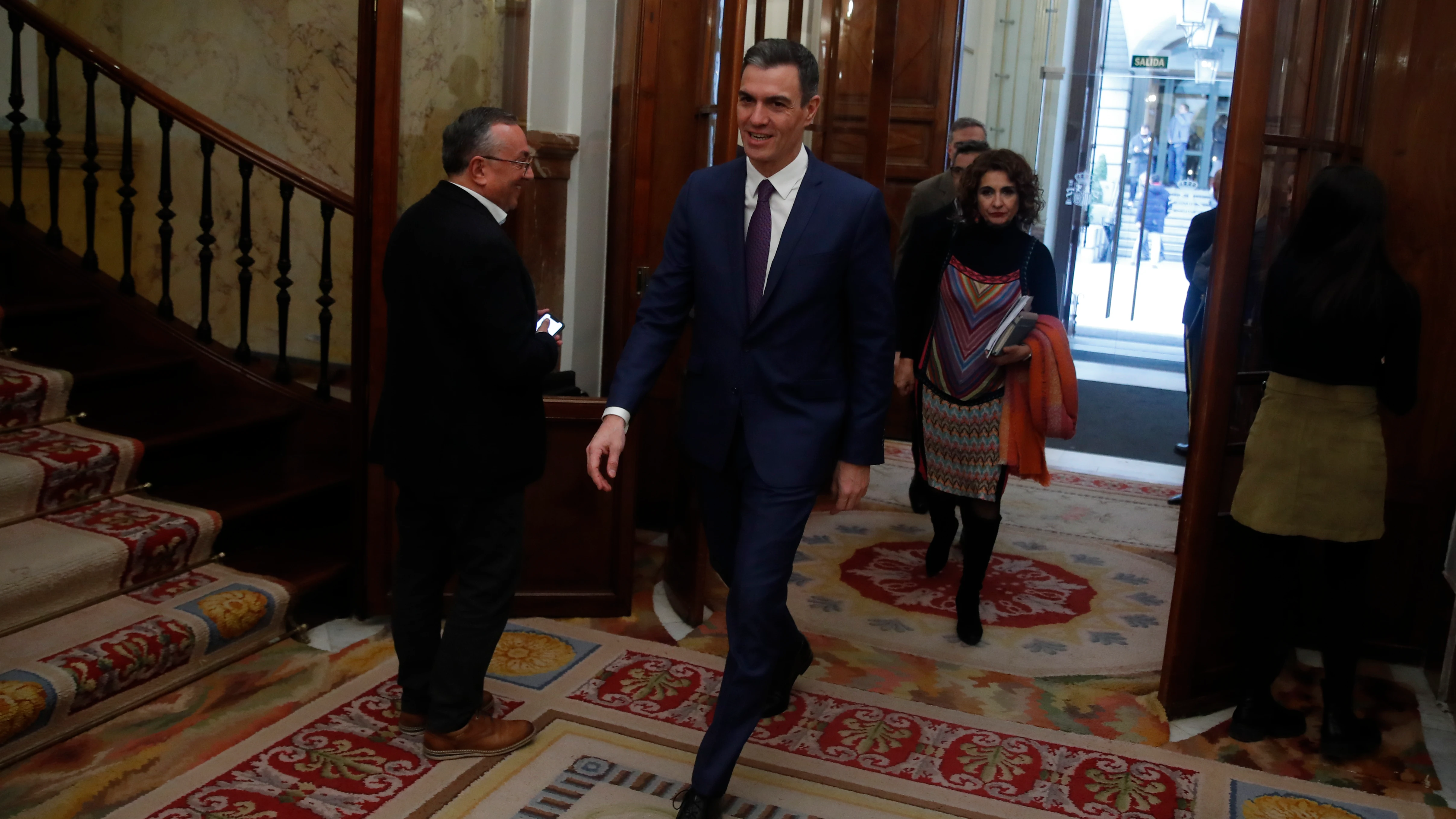 El presidente del Gobierno, Pedro Sánchez, a su llegada al Congreso de los Diputados.