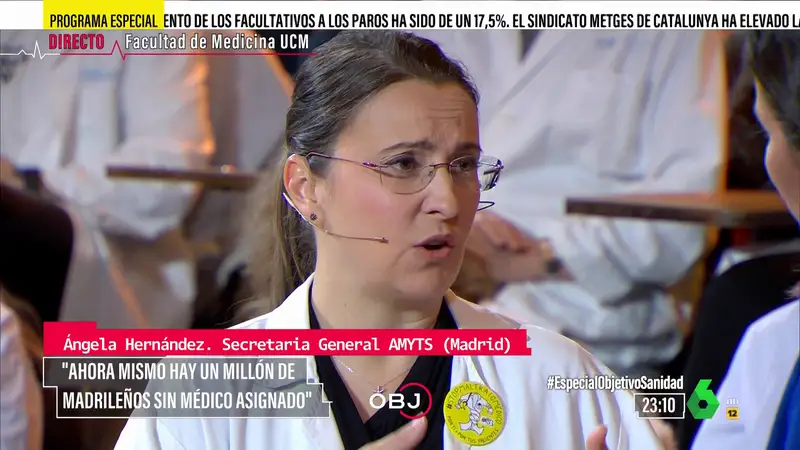 Ángela Hernández (AMYTS) explica cómo se ha desatado la "tormenta perfecta" en la Sanidad madrileña
