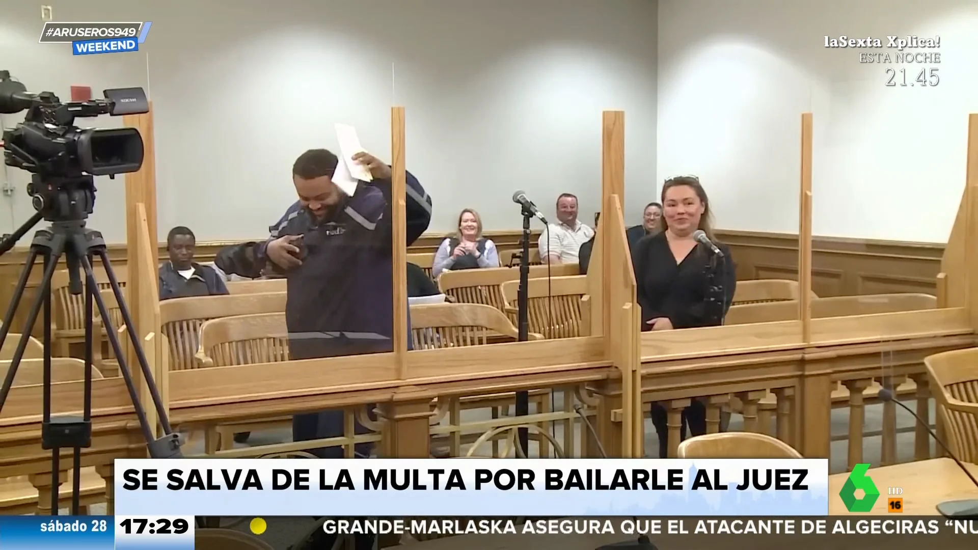 Un hombre evita una multa bailándole al juez, de manera literal