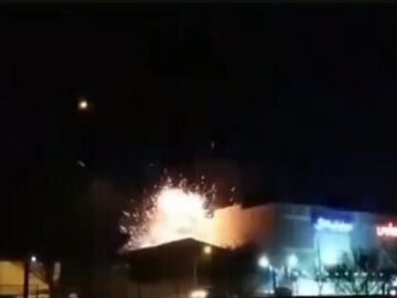 An arsenal of Iranian Defense Ministry ammunition explodes