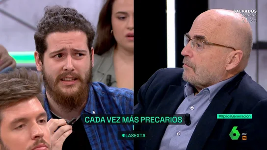 Un economista, a un joven precario: "Hoy en España tienes 400 euros sólo por pedirlos sin hacer nada" Un economista, a un joven precario: "Hoy en España tienes 400 euros sólo por pedirlos sin hacer nada"