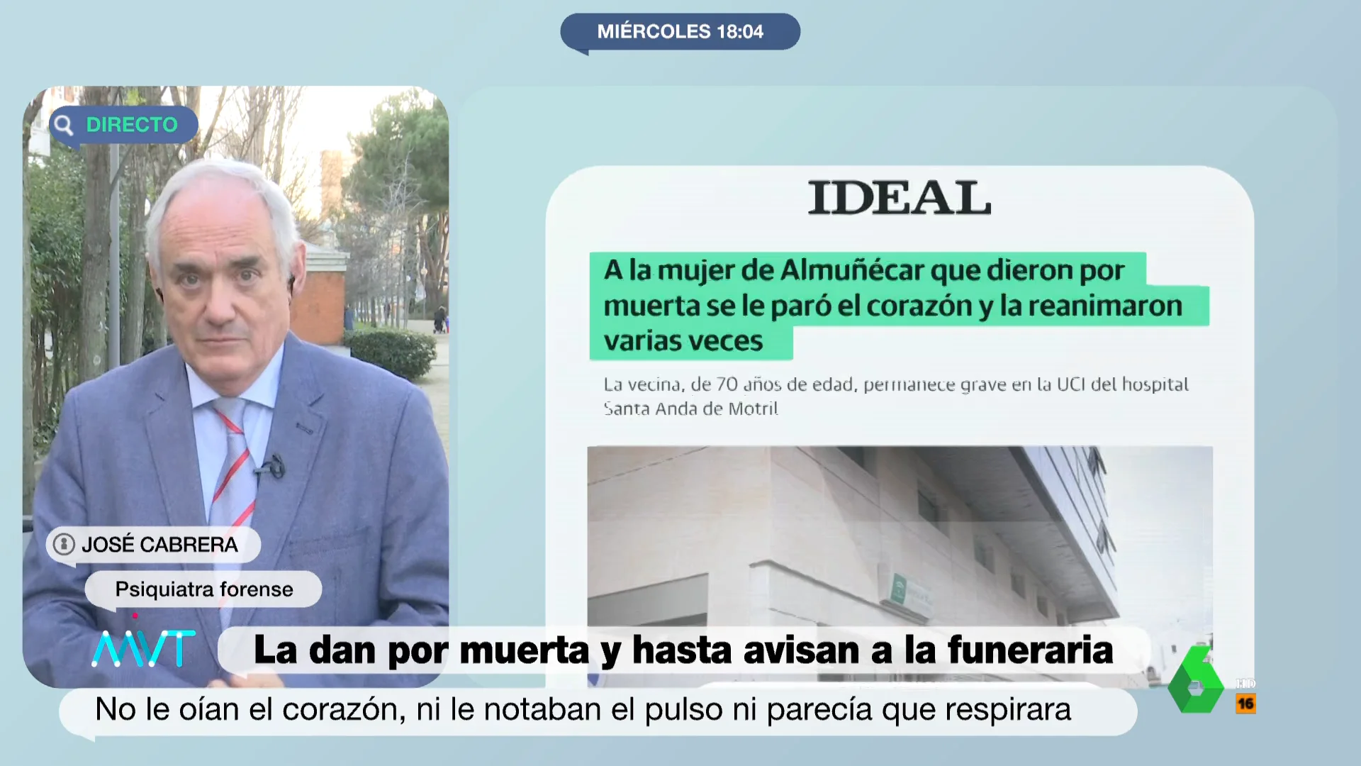 El forense José Cabrera explica los dos casos en los que se puede certificar la muerte de alguien que está vivo