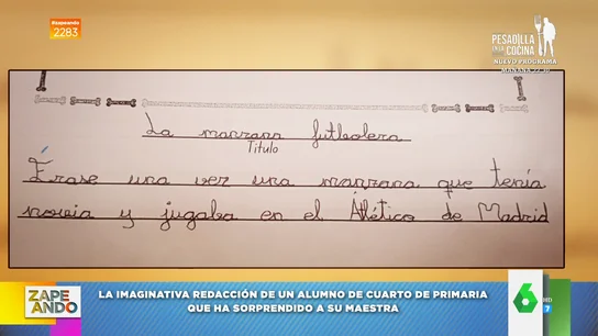 una profesora de Primaria que enseña la redacción de uno de sus alumnos de nueve años. "No creo que haya ningún escritor capaz de hacer un inicio de historia más potente que mi alumno",   una profesora de Primaria que enseña la redacción de uno de sus alumnos de nueve años. "No creo que haya ningún escritor capaz de hacer un inicio de historia más potente que mi alumno",
