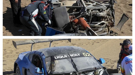 Coche destrozado tras el accidente en las 12 horas Coche destrozado tras el accidente en las 12 horas