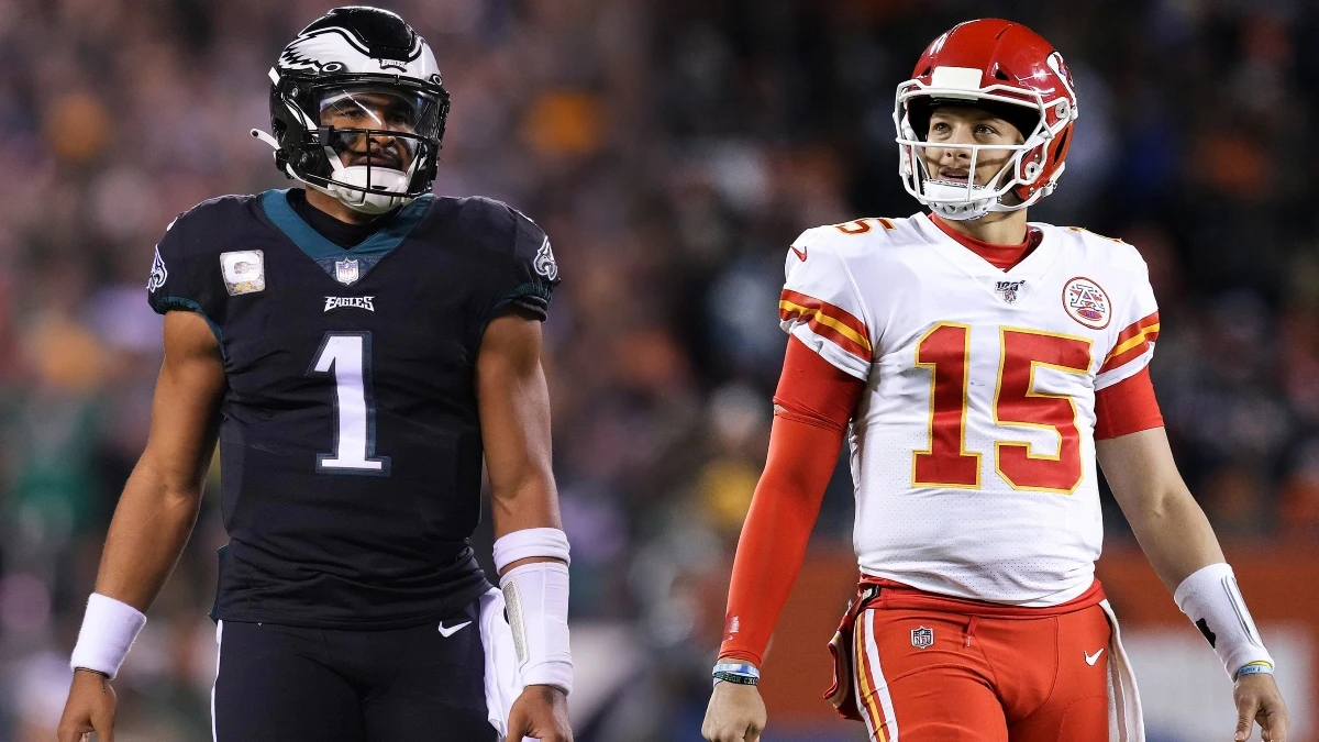 James Hurts, de los Eagles, y Mahomes, de los Chiefs