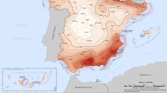 Mapa de peligrosidad sísmica en España Mapa de peligrosidad sísmica en España