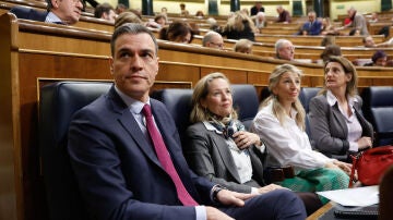 El presidente del Gobierno, Pedro Sánchez, durante la sesión de control 