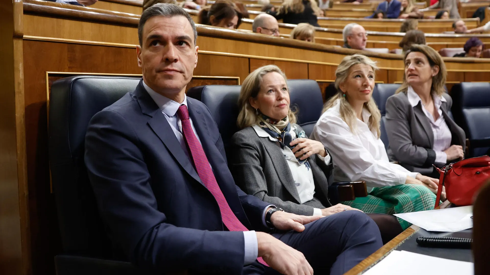 El presidente del Gobierno, Pedro Sánchez, durante la sesión de control 