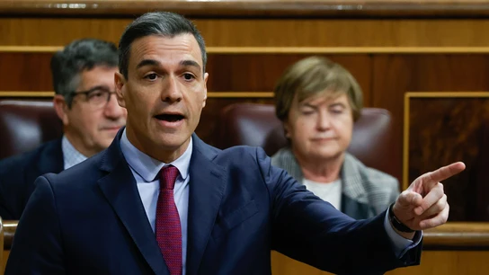 El presidente del Ejecutivo, Pedro Sánchez, interviene durante la sesión de control al Gobierno. El presidente del Ejecutivo, Pedro Sánchez, interviene durante la sesión de control al Gobierno.