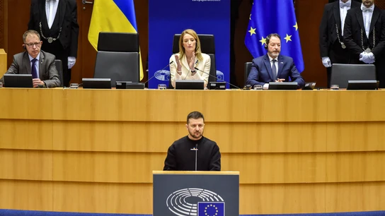 Zelenski, en el Parlamento Europeo (Bruselas) este jueves Zelenski, en el Parlamento Europeo (Bruselas) este jueves