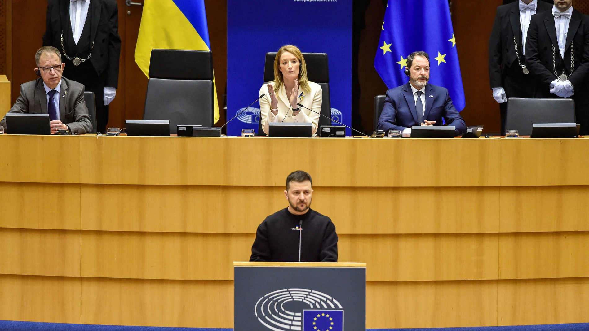 Zelenski, en el Parlamento Europeo (Bruselas) este jueves