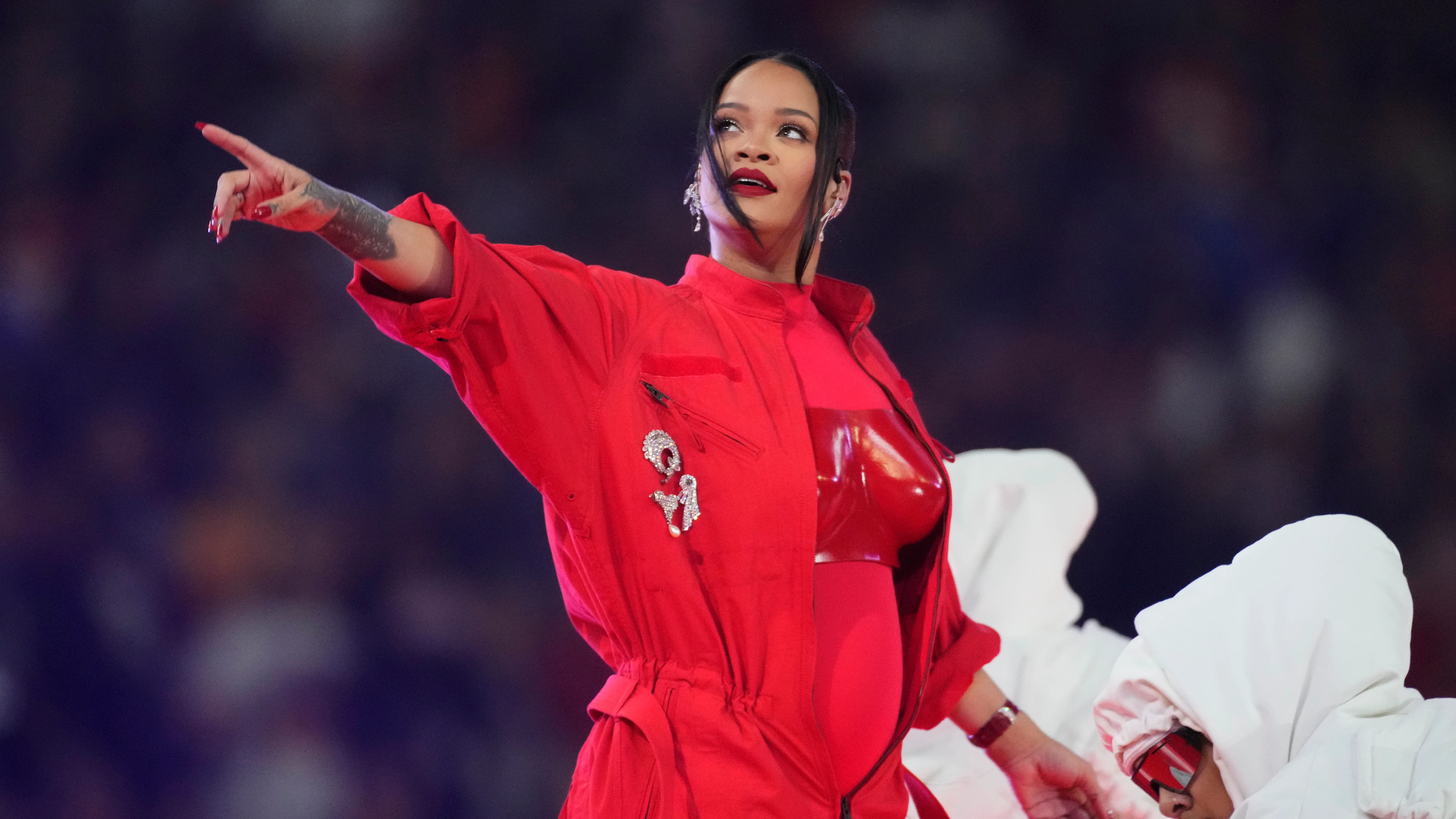 Rihanna, durante su actuación en la Super Bowl