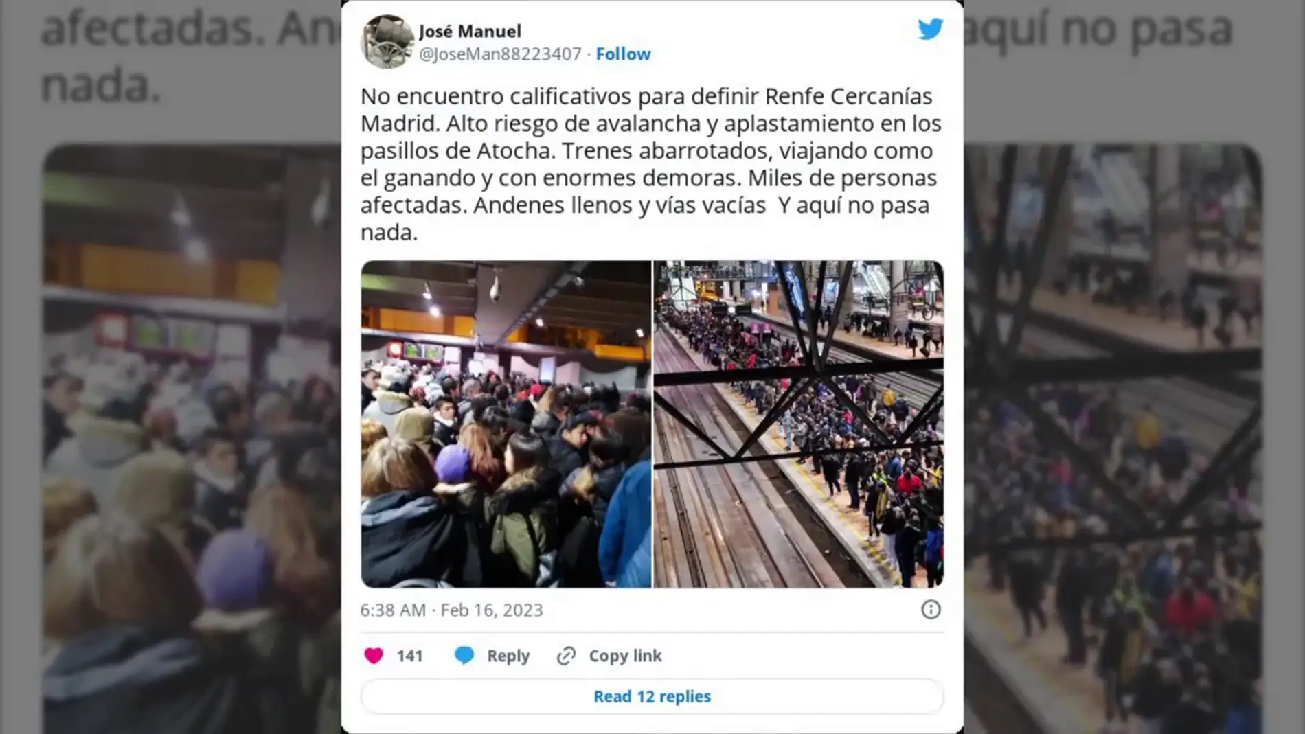 Los pasajeros de un tren de Cercanías de Renfe de Madrid se quedan atrapados a oscuras más de una hora en el túnel de Recoletos