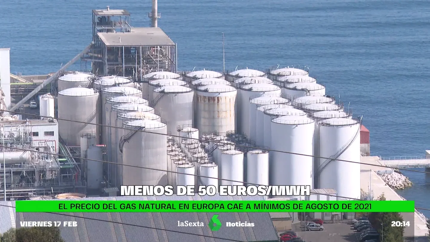 El precio del gas cae por debajo de los 50 euros/MWh por primera vez desde agosto de 2021 El precio del gas cae por debajo de los 50 euros/MWh por primera vez desde agosto de 2021