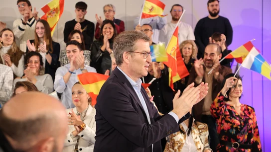 El presidente del Partido Popular, Alberto Núñez Feijóo,en el acto de presentación de la candidatura de Jimena Delgado a la alcaldía en Las Palmas de Gran Canaria. El presidente del Partido Popular, Alberto Núñez Feijóo,en el acto de presentación de la candidatura de Jimena Delgado a la alcaldía en Las Palmas de Gran Canaria.