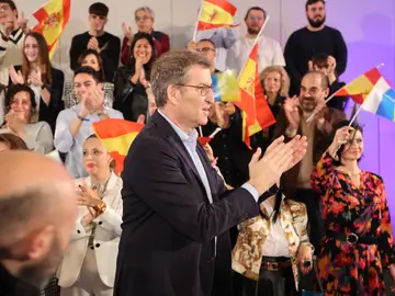 El presidente del Partido Popular, Alberto Núñez Feijóo,en el acto de presentación de la candidatura de Jimena Delgado a la alcaldía en Las Palmas de Gran Canaria.