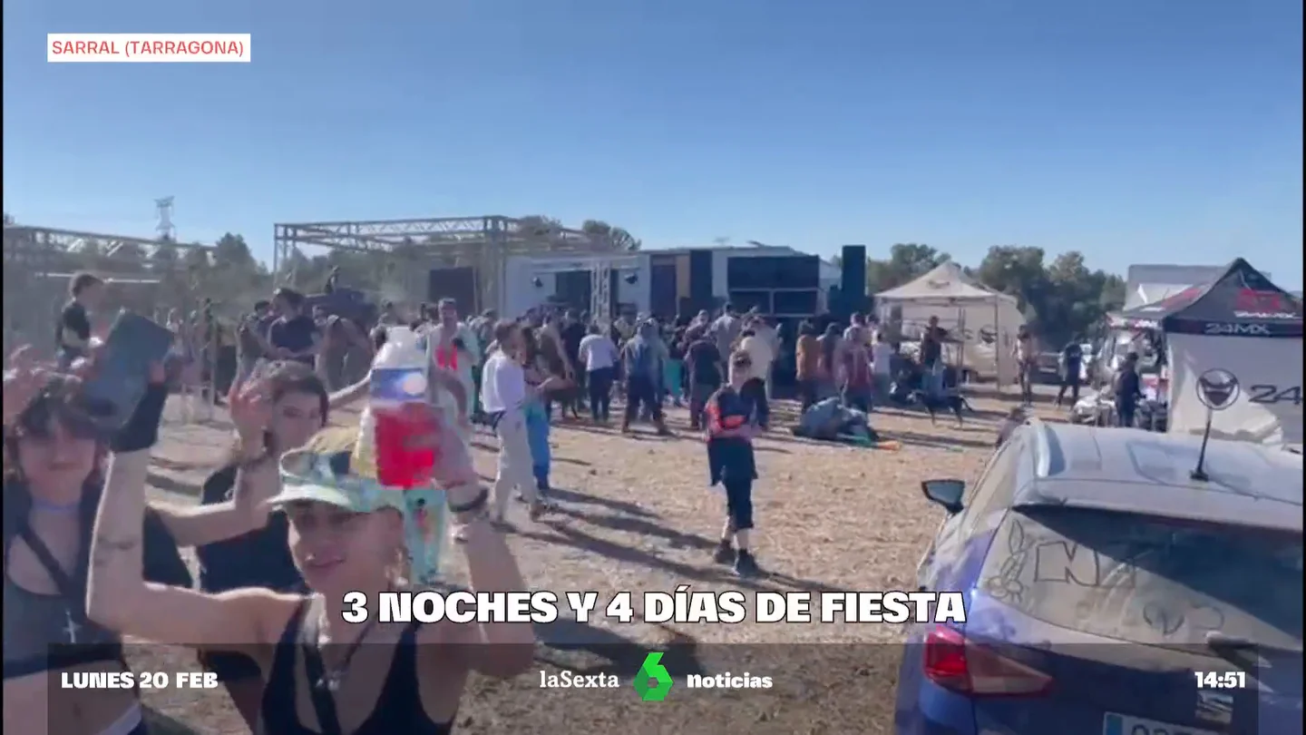 Más de tres noches de fiesta sin descanso: una macrorave ilegal se prolonga hasta el lunes en Sarral, Tarragona Más de tres noches de fiesta sin descanso: una macrorave ilegal se prolonga hasta el lunes en Sarral, Tarragona