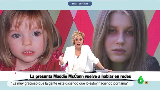 Las dudas de Cristina Pardo sobre la joven que dice ser Madeleinne McCann: "¿Por qué su medium no contacta con Madeleine?" Las dudas de Cristina Pardo sobre la joven que dice ser Madeleinne McCann: "¿Por qué su medium no contacta con Madeleine?"