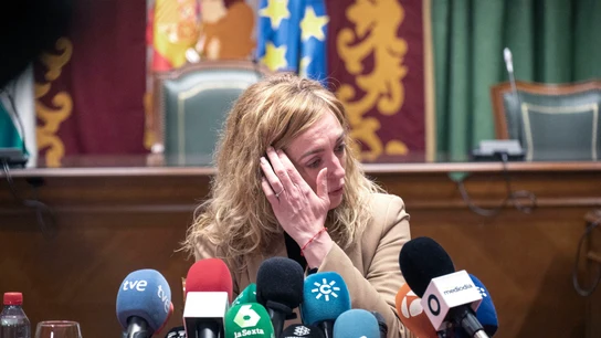 La alcaldesa de Maracena (Granada), Berta Linares (PSOE), durante su rueda de prensa La alcaldesa de Maracena (Granada), Berta Linares (PSOE), durante su rueda de prensa