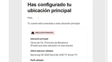 Example of a Netflix email that locates an account in Barcelona when the television is in Madrid.
