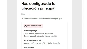 Ejemplo de un mail de Netflix que ubica una cuenta en Barcelona cuando la televisión está en Madrid.