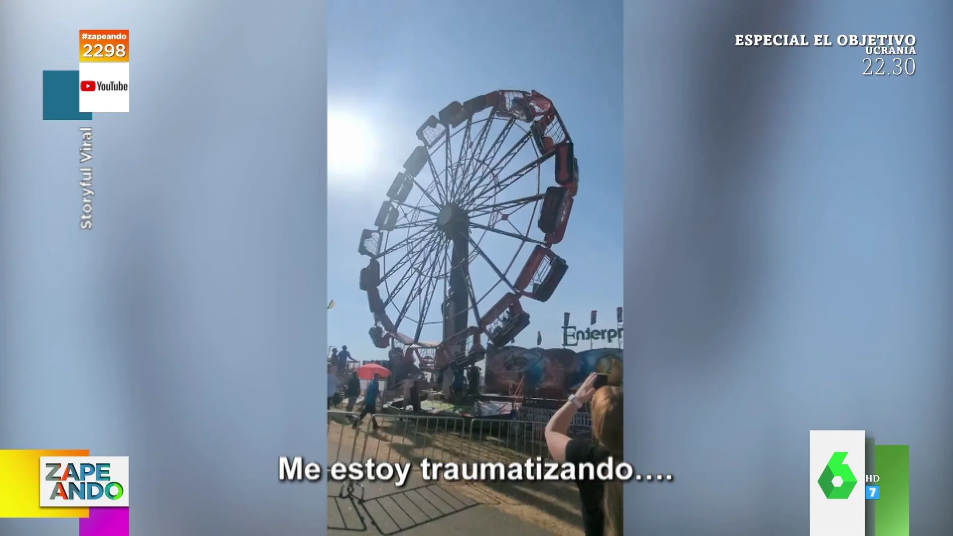 El impactante vídeo en el que las cabinas de una noria no paran de dar vueltas y golpear a sus visitantes por el viento