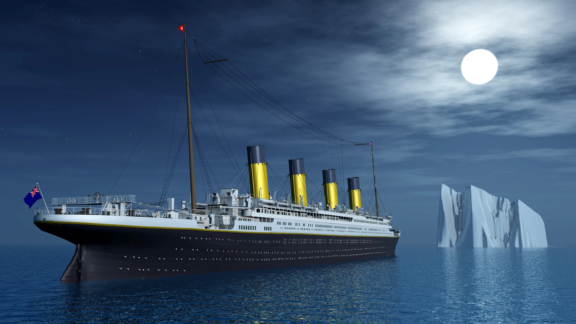 Recreaci&oacute;n de El Titanic y el iceberg
