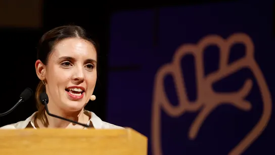 La ministra de Igualdad, Irene Montero, durante la inauguración del Encuentro internacional feminista. La ministra de Igualdad, Irene Montero, durante la inauguración del Encuentro internacional feminista.