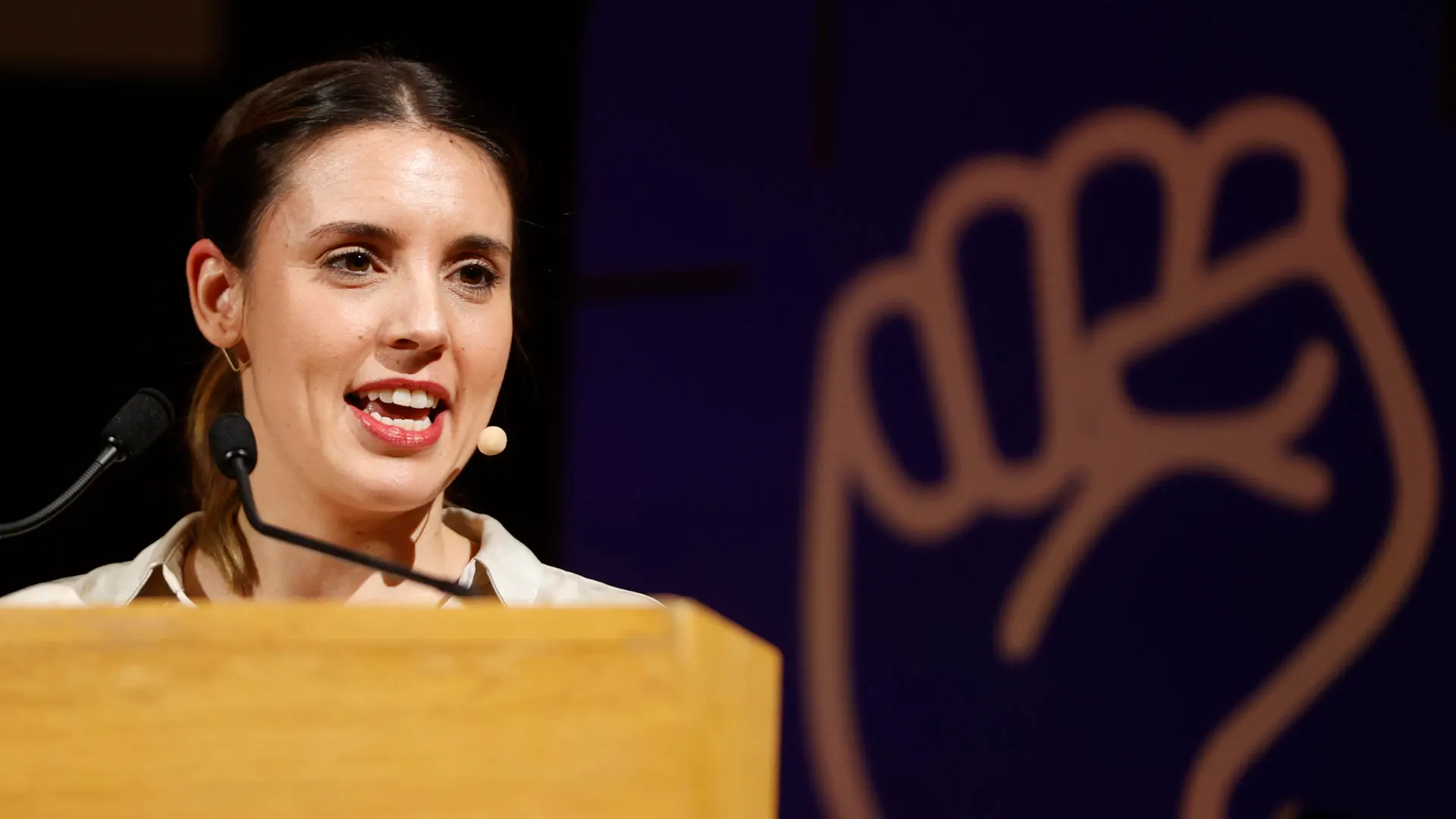 La ministra de Igualdad, Irene Montero, durante la inauguración del Encuentro internacional feminista.